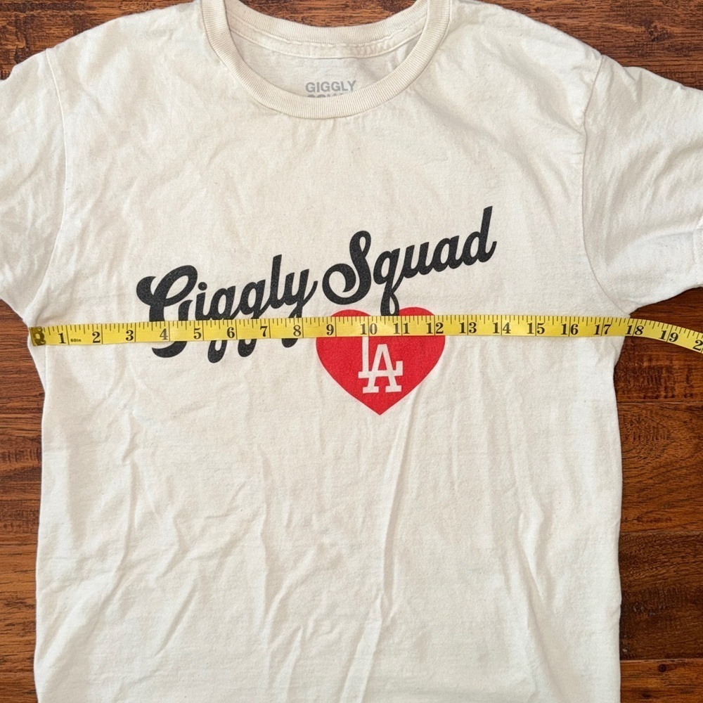 Giggly Squad Podcast LA Fire Relief Merch T-Shirt with Red Heart, size small - Picture 3 of 6